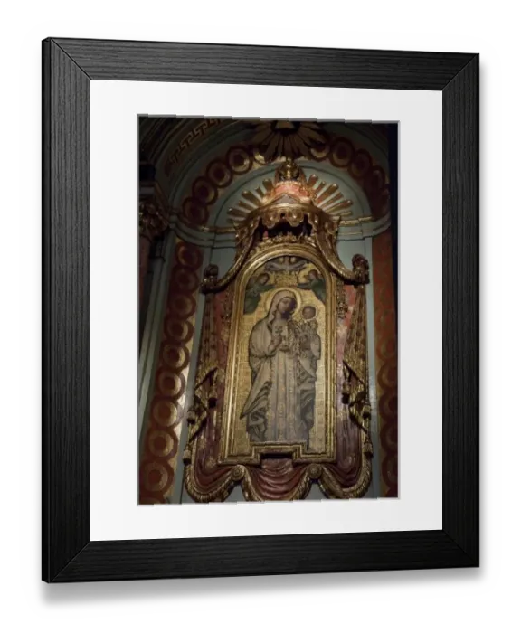 Framed Print : South America, Peru, Historic Centre of Lima. Painting of Mary holding the baby Jesus Framed Print : South America, Peru, Historic Centre of Lima. Painting of Mary holding the baby Jesus
