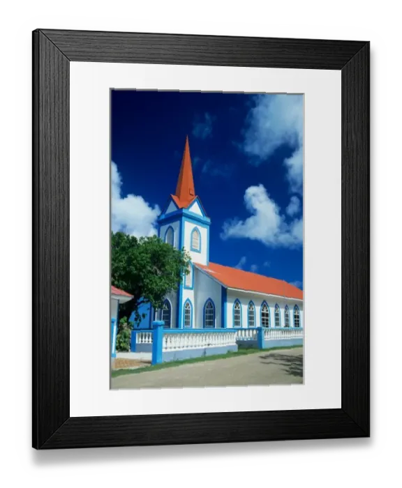 Framed Print : Colorful church on the island of Tahaa in the Society Islands of French Polynesia