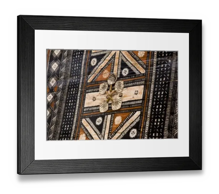 Framed Print : Polynesia, Kingdom of Tonga. Detail of tapa cloth made of bark. Credit as: Wendy