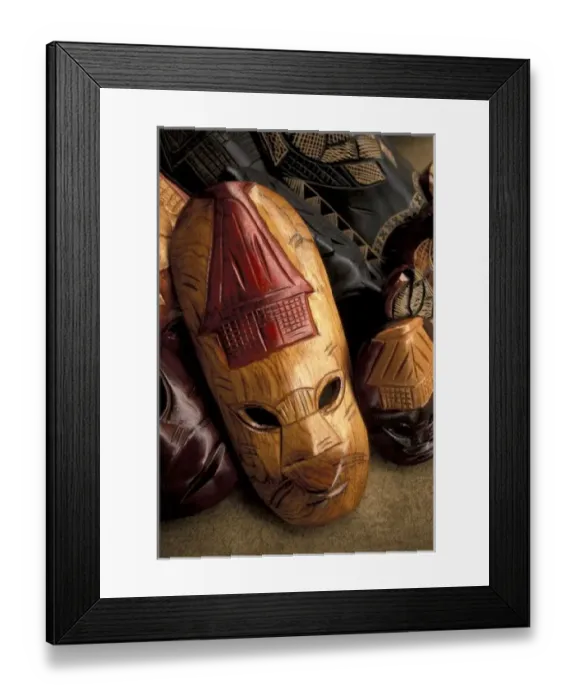 Framed Print : Fiji, Viti Levu Masks at a town market Framed Print : Fiji, Viti Levu Masks at a town market