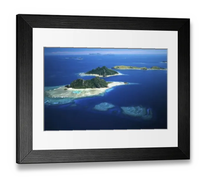 Framed Print : Monuriki, Monu and Yanuya Islands, Mamanuca Islands (front left to distant right)