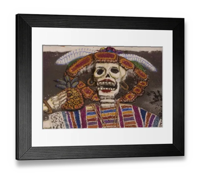 Framed Print : Mexico, Oaxaca. Sand tapestry (tapete de arena) of skeleton in Zocalo plaza. These Framed Print : Mexico, Oaxaca. Sand tapestry (tapete de arena) of skeleton in Zocalo plaza. These