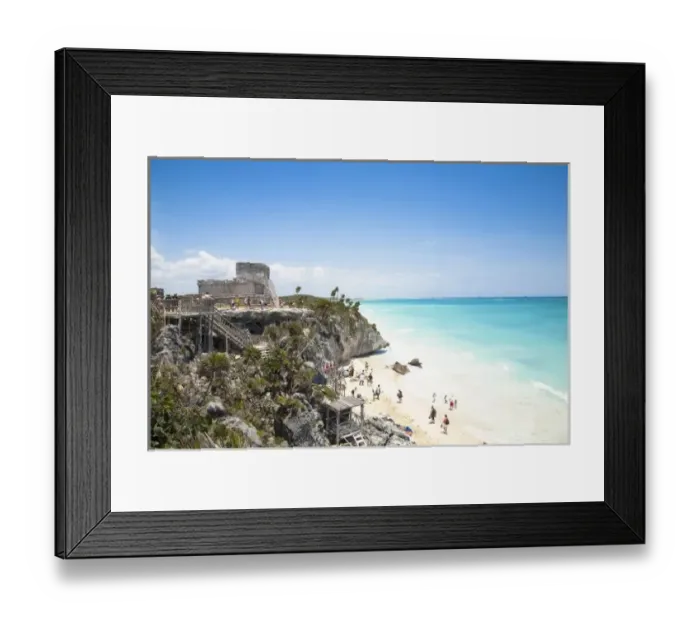 Framed Print : Cancun, Quintana Roo, Mexico - Ruins on a hill overlooking a tropical beach Framed Print : Cancun, Quintana Roo, Mexico - Ruins on a hill overlooking a tropical beach