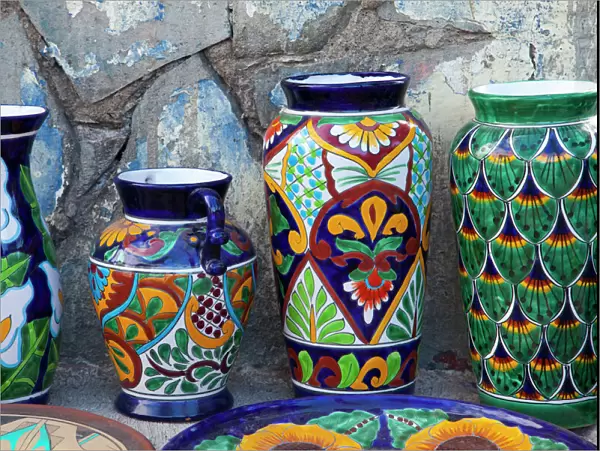 Colorful pottery for sale in downtown Loreto, Mexico