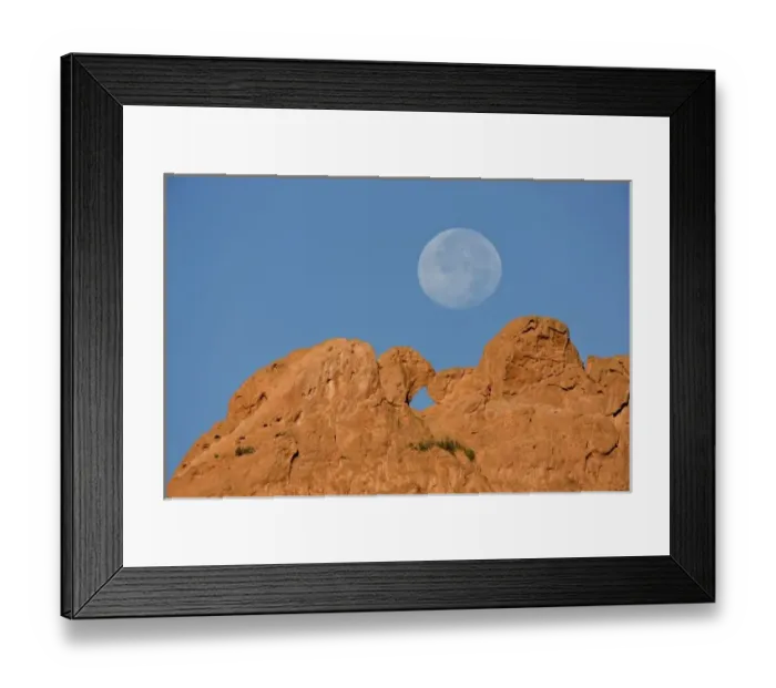 Framed Print : USA, Colorado, Colorado Springs, Garden of the Gods. A full moon sets behind Framed Print : USA, Colorado, Colorado Springs, Garden of the Gods. A full moon sets behind