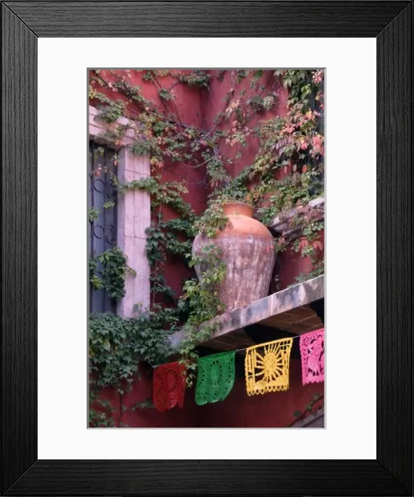Framed Print : Mexico, San Miguel de Allende, Ivy, clay pot, and banners Framed Print : Mexico, San Miguel de Allende, Ivy, clay pot, and banners