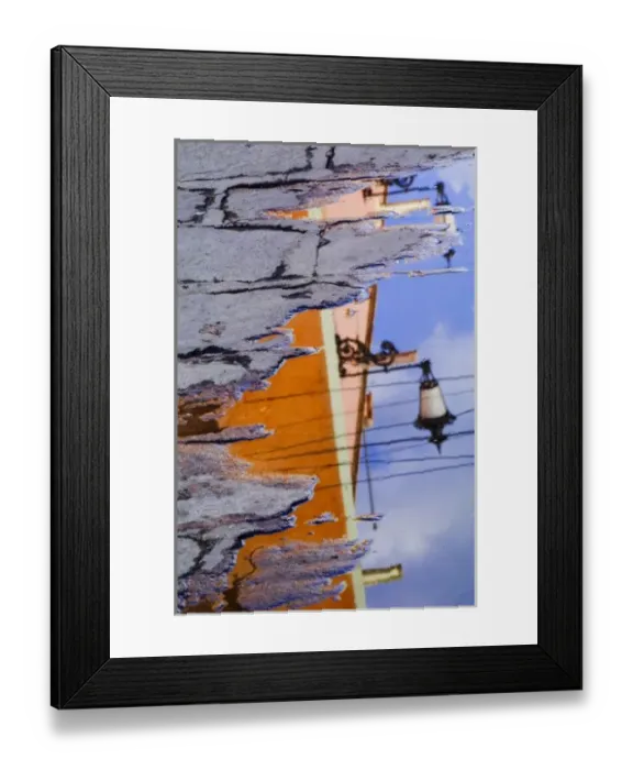 Framed Print : Mexico, San Miguel de Allende, Lantern reflection in puddle Framed Print : Mexico, San Miguel de Allende, Lantern reflection in puddle