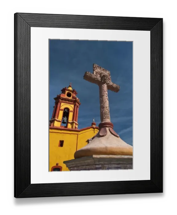 Framed Print : Mexico, Bernal. View of Iglesia de San Sebastian Church and cross. Credit as: Nancy Framed Print : Mexico, Bernal. View of Iglesia de San Sebastian Church and cross. Credit as: Nancy