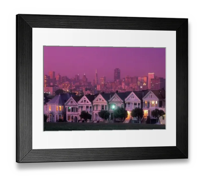 Framed Print : Row houses at sunset in San Francisco, California Framed Print : Row houses at sunset in San Francisco, California