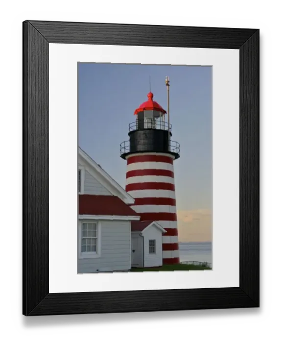 Framed Print : USA, Maine, Lubec. West Quoddy Head Lighthouse, Quoddy Head State Park, near sunset Framed Print : USA, Maine, Lubec. West Quoddy Head Lighthouse, Quoddy Head State Park, near sunset
