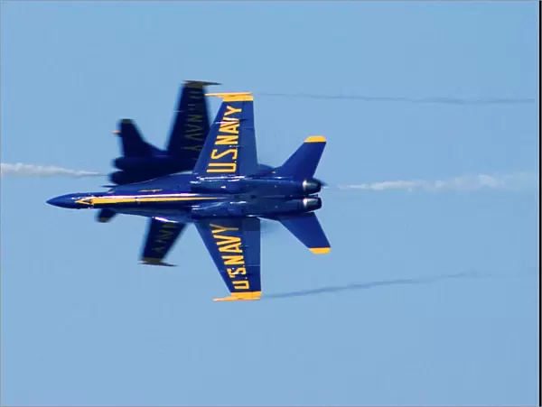 Blue Angels perform knife-edge pass during 2006 Fleet Week airshow in San Francisco