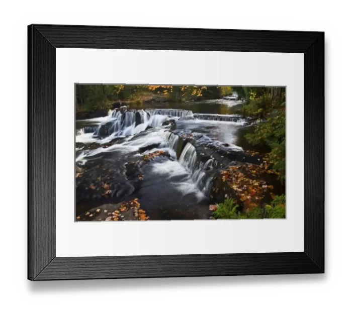 Framed Print : USA, Michigan, Upper Peninsula. Bond Falls and fall foliage
