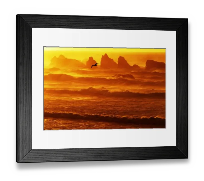 Framed Print : USA, Oregon, Bandon. Sunset over waves and sea stacks Framed Print : USA, Oregon, Bandon. Sunset over waves and sea stacks