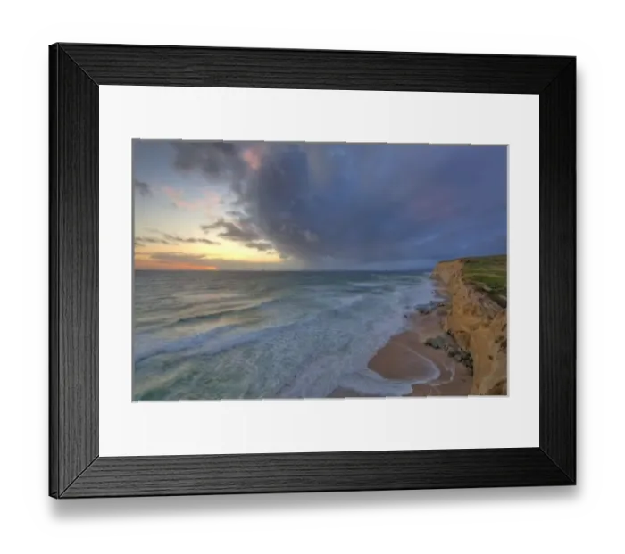 Framed Print : Sea cliffs catch days last light at Pomponi State Beach in San Mateo County, California Framed Print : Sea cliffs catch days last light at Pomponi State Beach in San Mateo County, California