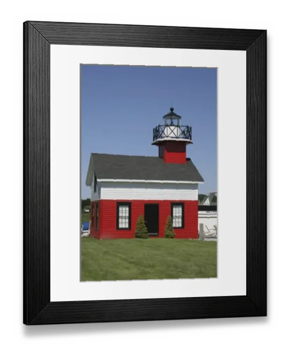 Framed Print : Lighthouse relocated shore in Douglas near Saugatuck Michigan Framed Print : Lighthouse relocated shore in Douglas near Saugatuck Michigan