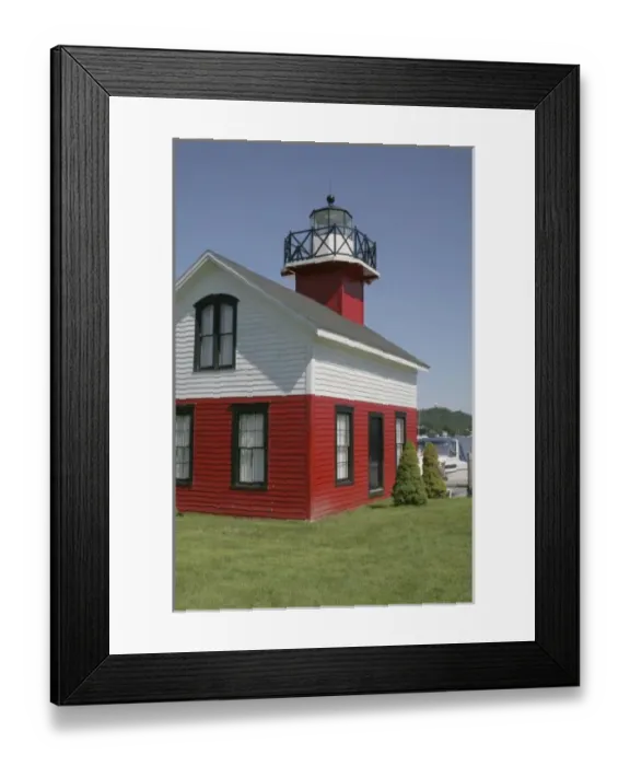 Framed Print : Lighthouse relocated shore in Douglas near Saugatuck Michigan Framed Print : Lighthouse relocated shore in Douglas near Saugatuck Michigan