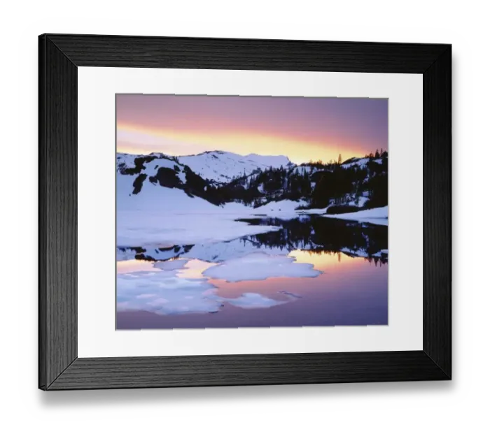 Framed Print : USA, California, Sierra Nevada Mountains. The High Sierras reflecting in a frozen lake Framed Print : USA, California, Sierra Nevada Mountains. The High Sierras reflecting in a frozen lake