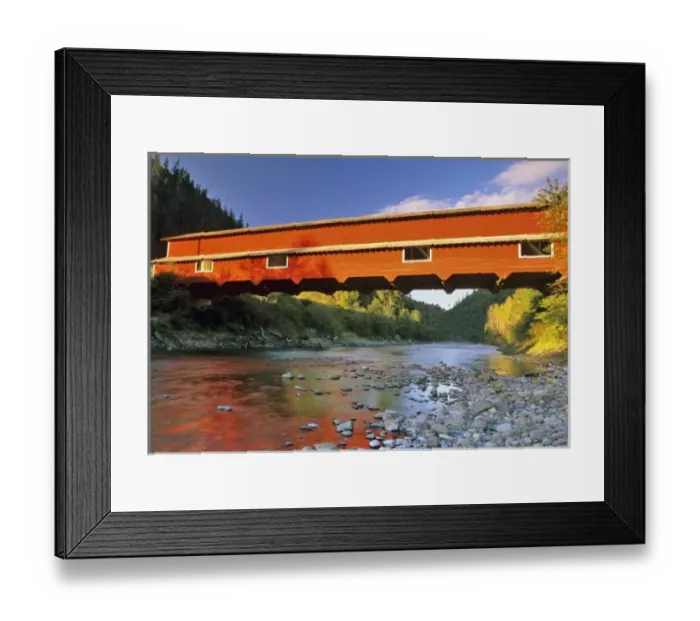 Framed Print : Office Covered Bridge the longest in Oregon at 180ft Framed Print : Office Covered Bridge the longest in Oregon at 180ft