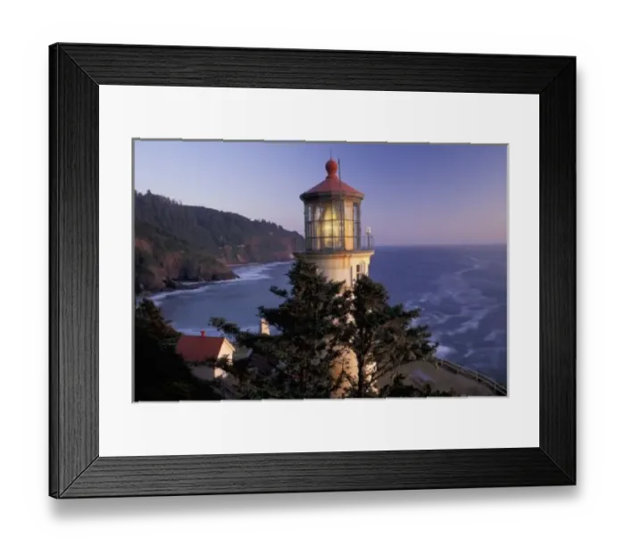 Framed Print : NA, USA, Oregon, Heceta Head Lighthouse, evening light