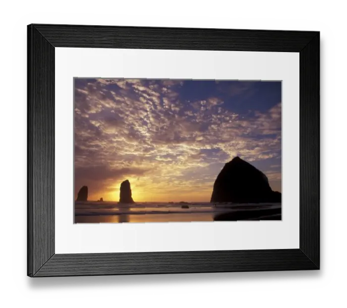 Framed Print : NA, USA, Oregon, Oregon Coast, Canon Beach with haystack rock and needles Framed Print : NA, USA, Oregon, Oregon Coast, Canon Beach with haystack rock and needles