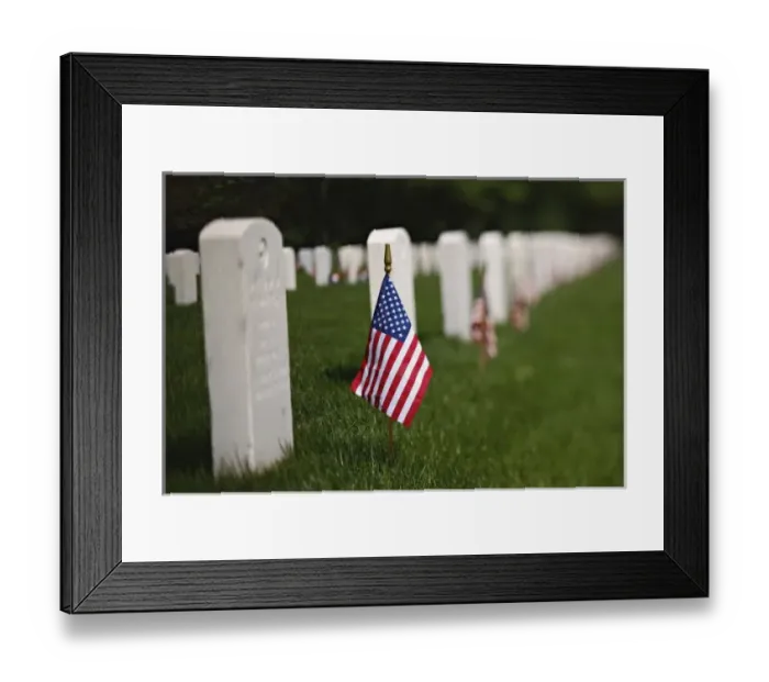 Framed Print : American flags on tombs of American Veterans on Memorial Day, Zachary Taylor National Cemetery Framed Print : American flags on tombs of American Veterans on Memorial Day, Zachary Taylor National Cemetery