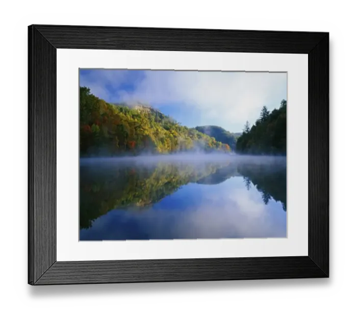 Framed Print : Millcreek Lake and autumn colors at sunrise, Natural Bridge State Park, Kentucky