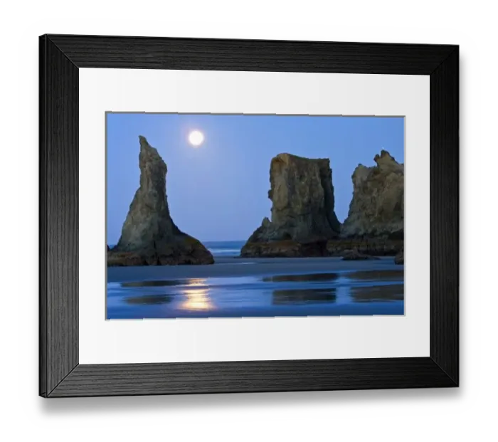 Framed Print : Moonset, Bandon Beach, Oregon Framed Print : Moonset, Bandon Beach, Oregon