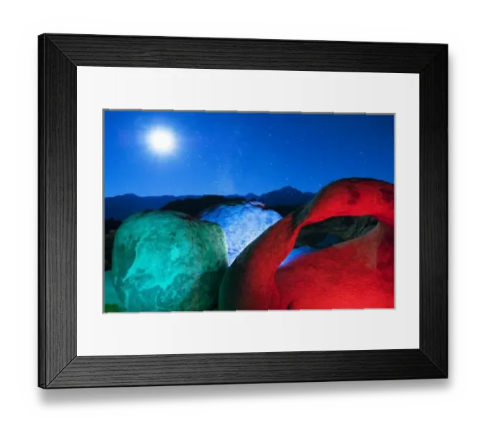 Framed Print : USA, California, Alabama Hills, Night photo of Arch and moon in Alabama Hills with Framed Print : USA, California, Alabama Hills, Night photo of Arch and moon in Alabama Hills with