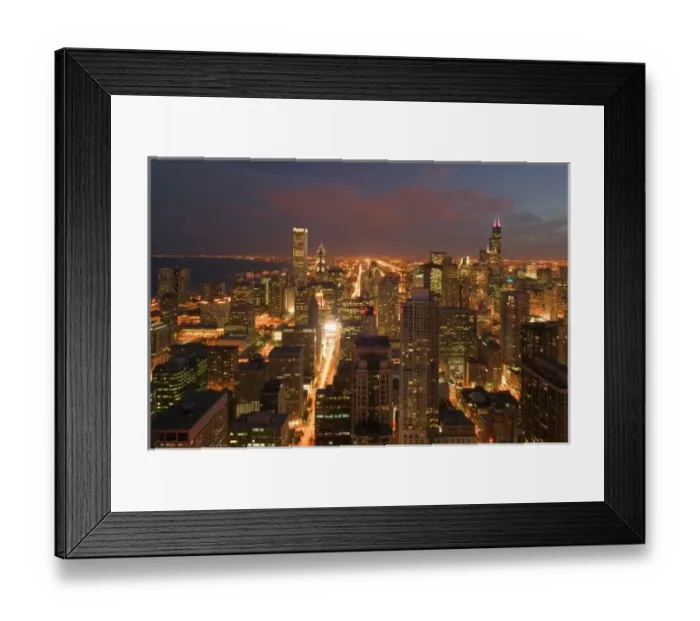 Framed Print : USA, Illinois, Chicago: Evening View of The Loop from the Park Hyatt Hotel