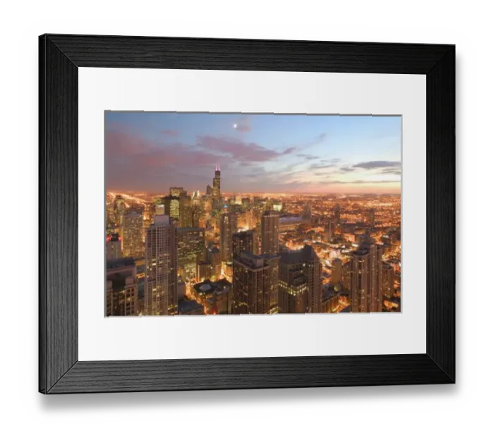 Framed Print : USA, Illinois, Chicago: Evening View of The Loop from the Park Hyatt Hotel