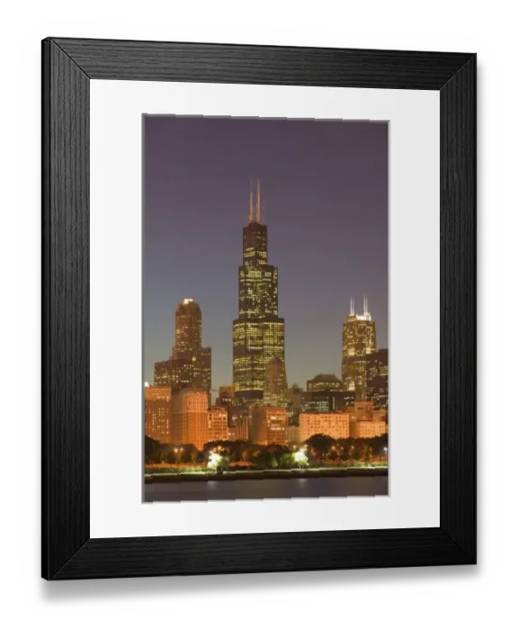 Framed Print : USA, Illinois, Chicago: City Skyline / Evening from Lake Michigan Framed Print : USA, Illinois, Chicago: City Skyline / Evening from Lake Michigan