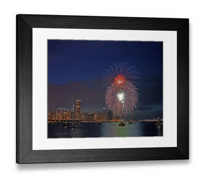 Framed Print : USA, Illinois, Chicago, Fourth of July fireworks over Monroe Harbor Framed Print : USA, Illinois, Chicago, Fourth of July fireworks over Monroe Harbor