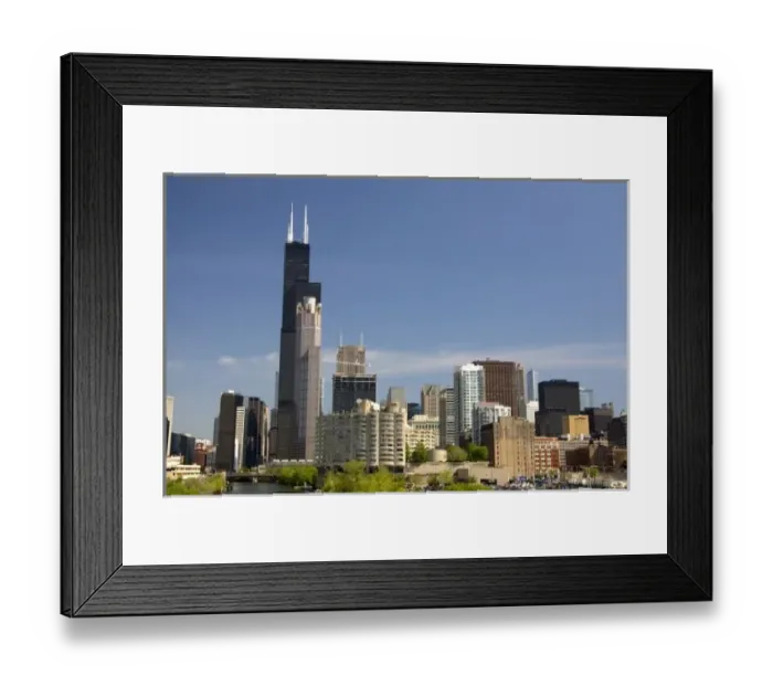 Framed Print : Willis Tower formerly known as the Sears Tower located along the Chicago River in Chicago