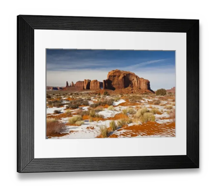 Framed Print : USA, Arizona, Monument Valley Navajo Tribal Park. Monument Valley in the snow Framed Print : USA, Arizona, Monument Valley Navajo Tribal Park. Monument Valley in the snow