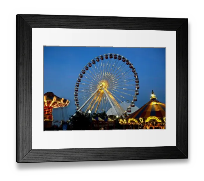 Framed Print : USA, Illinois, Chicago, Cityscapes, Lighted Ferris Wheel and other Rides after dark Framed Print : USA, Illinois, Chicago, Cityscapes, Lighted Ferris Wheel and other Rides after dark