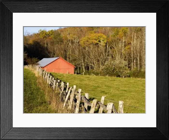 Framed Print : Red barn and fencerow Framed Print : Red barn and fencerow