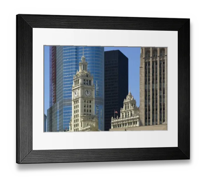 Framed Print : Chicago, Wrigley Building with Trump Hotel & Tower, IBM Building and Tribune Tower Framed Print : Chicago, Wrigley Building with Trump Hotel & Tower, IBM Building and Tribune Tower