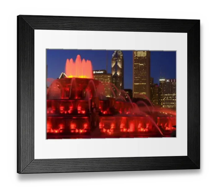 Framed Print : Chicago, Illinois, Buckingham Fountain illuminated at night