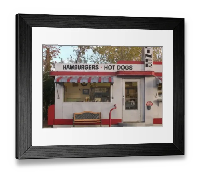 Framed Print : USA, Arizona, Bisbee: Shady Dell Motel, All Vintage Car Trailer Motel Dots Diner