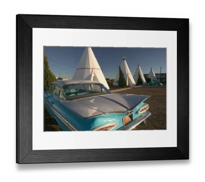 Framed Print : NA, USA, Arizona, Holbrook Route 66, Wigwam Motel, concrete teepees and 1959 Cheverolet Framed Print : NA, USA, Arizona, Holbrook Route 66, Wigwam Motel, concrete teepees and 1959 Cheverolet