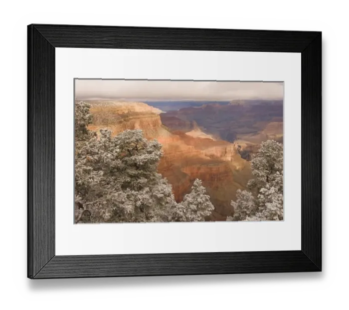 Framed Print : Scenic snowy winter landscape along the south rim of the majestic Grand Canyon, Grand