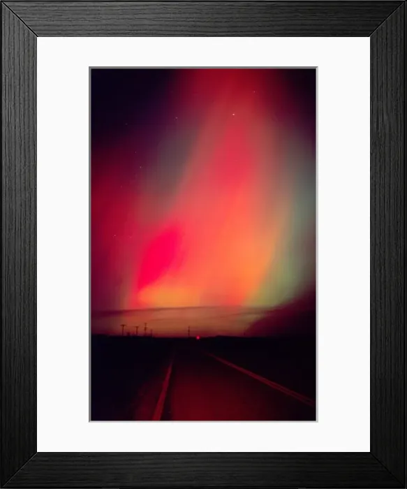 Framed Print : USA, Idaho. Aurora borealis, northern lights at midnight east of Boise
