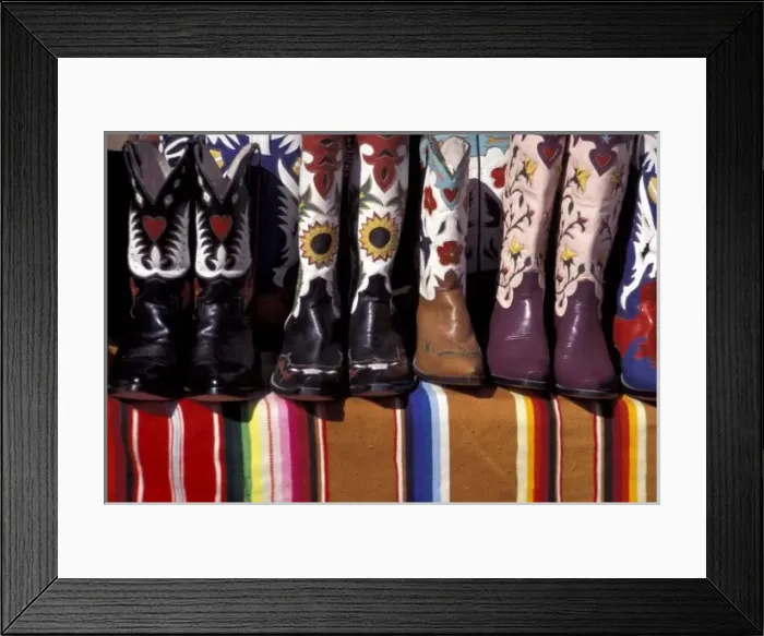 Framed Print : NA, USA, New Mexico, Santa Fe. Cowboy boots detail