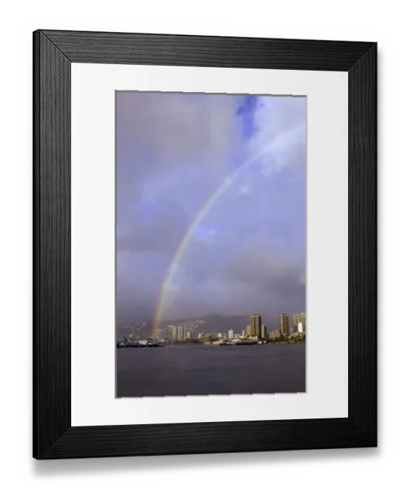 Framed Print : Rainbow over Honolulu, Hawaii, USA Framed Print : Rainbow over Honolulu, Hawaii, USA