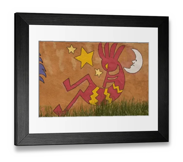 Framed Print : USA, New Mexico, Santa Fe. Wall mural of a person playing instrument. Credit as Framed Print : USA, New Mexico, Santa Fe. Wall mural of a person playing instrument. Credit as