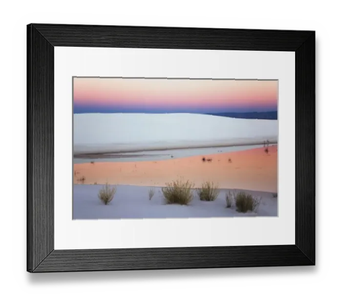 Framed Print : Dusk sky reflected in pool of water from recent rains, White Sands National Monument
