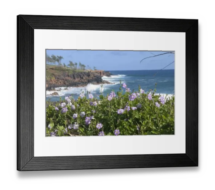 Framed Print : USA, Hawaii, Kauai, near Kapaa, northwest coastal wildflowers