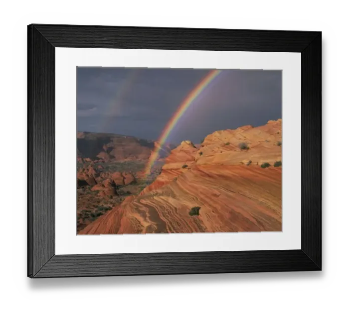 Framed Print : Rainbow over Coyote Buttes, sandstone formations, northern Arizona Framed Print : Rainbow over Coyote Buttes, sandstone formations, northern Arizona