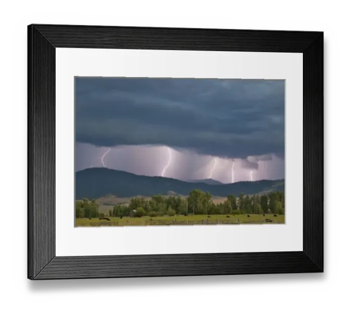 Framed Print : Thunderstorm produced lightning in the Jocko Valley near Arlee, Montana