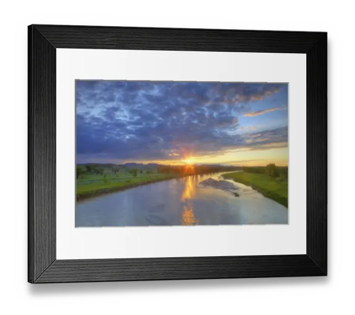 Framed Print : The Powder River catches last light in Custer County Montana Framed Print : The Powder River catches last light in Custer County Montana